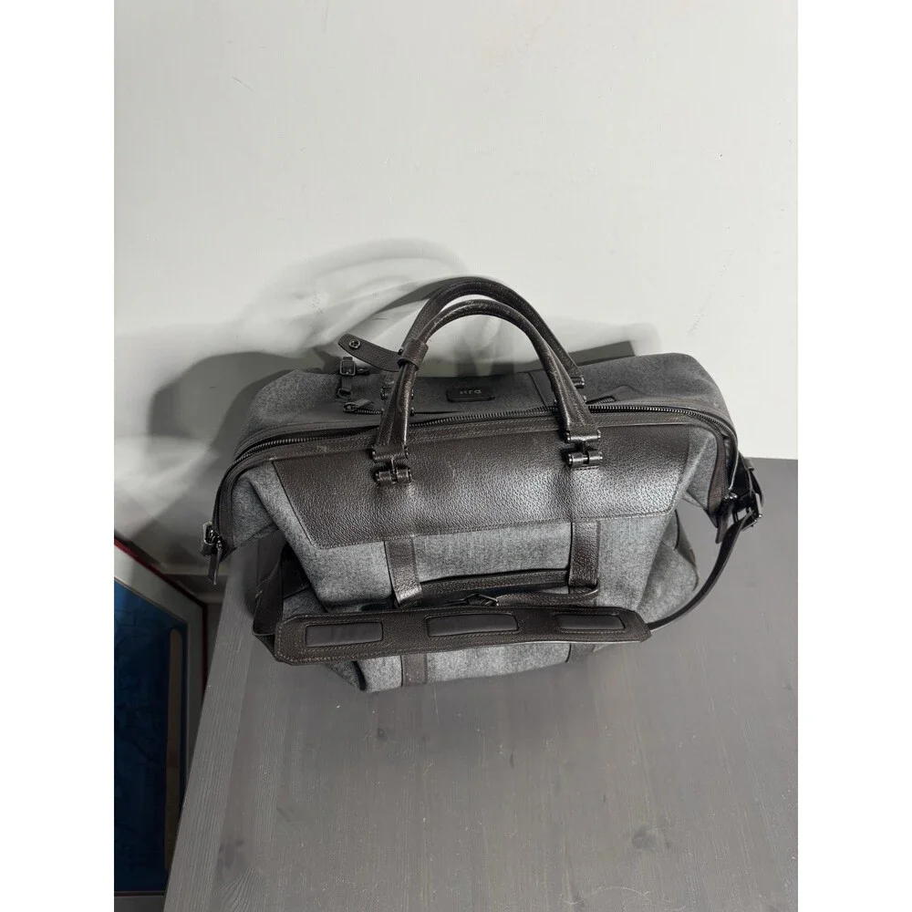 Authentic TUMI Astor San Remo Duffel Earl Grey Brown Leather Weekender Bag - Picture 3 of 13